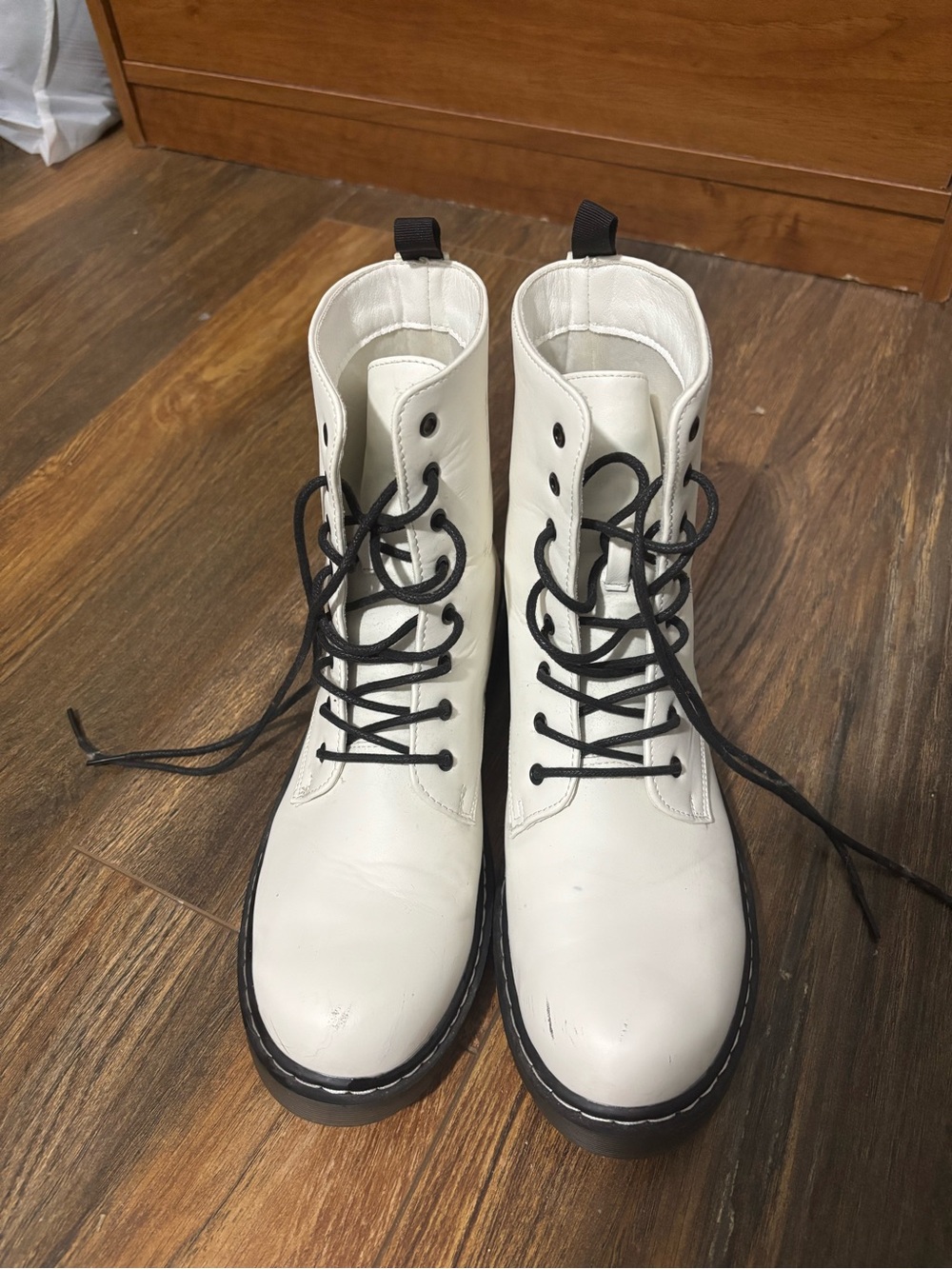 Rue21 White High-Top Lace-Up Combat Boots